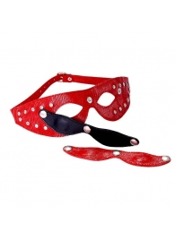Красная кожаная маска со съёмными шорами - Sitabella - купить с доставкой в Екатеринбурге