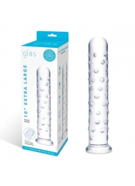 Прозрачный стеклянный фаллос с массажным рельефом 10  Extra Large Glass Dildo - 25,5 см. - Glas