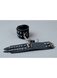 Широкие чёрные кожаные наручники - Подиум - купить с доставкой в Екатеринбурге