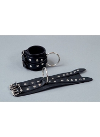 Чёрные кожаные наручники  Крест - Подиум - купить с доставкой в Екатеринбурге