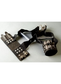 Чёрные наручники с хромированной трубкой для подвешивания - Подиум - купить с доставкой в Екатеринбурге