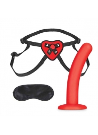 Красный поясной фаллоимитатор Red Heart Strap on Harness   5in Dildo Set - 12,25 см. - Lux Fetish - купить с доставкой в Екатеринбурге