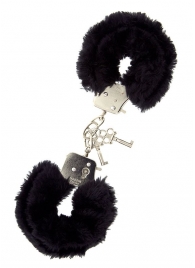 Металлические наручники с чёрной меховой опушкой - Dream Toys - купить с доставкой в Екатеринбурге