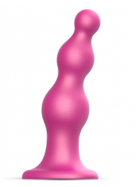 Розовая насадка Strap-On-Me Dildo Plug Beads size L - Strap-on-me - купить с доставкой в Екатеринбурге