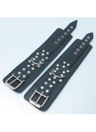 Чёрные наручники  из кожи с пряжкой - БДСМ Арсенал - купить с доставкой в Екатеринбурге