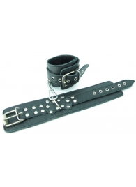 Чёрные наручники  из кожи с пряжкой - БДСМ Арсенал - купить с доставкой в Екатеринбурге