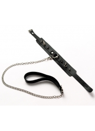 Черный ошейник с шипами и поводком - Crazy Handmade - купить с доставкой в Екатеринбурге