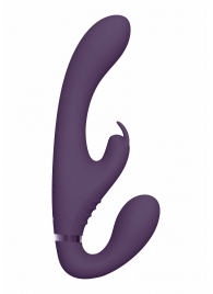 Фиолетовый безремневой вибрострапон Suki со стимулятором клитора - 22 см. - Shots Media BV - купить с доставкой в Екатеринбурге
