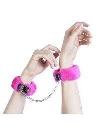 Кожаные наручники со съемной розовой опушкой - Лунный свет - купить с доставкой в Екатеринбурге