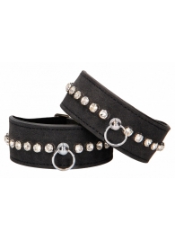 Черные наручники Diamond Studded Wrist Cuffs - Shots Media BV - купить с доставкой в Екатеринбурге