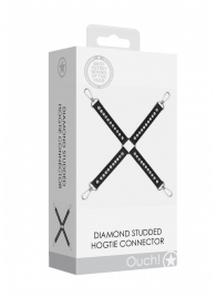 Черный крестообразный фиксатор Diamond Studded Hogtie - Shots Media BV - купить с доставкой в Екатеринбурге
