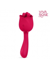 Малиновый вибратор-цветок с подвижными тычинками - 19,5 см. - Bior toys