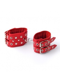 Красные кожаные наручники с ремешками - Sitabella - купить с доставкой в Екатеринбурге