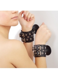 Чёрные наручники с ремешками на присосках - Sitabella - купить с доставкой в Екатеринбурге