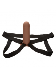 Коричневый фаллопротез из силикона Extension with Harness - 15,75 см. - California Exotic Novelties - купить с доставкой в Екатеринбурге