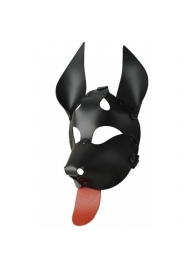 Черная кожаная маска  Дог  с красным языком - Sitabella - купить с доставкой в Екатеринбурге