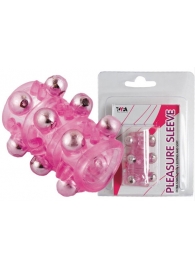 Розовая насадка c шариками Pleasure Sleeve - Toyfa Basic - в Екатеринбурге купить с доставкой