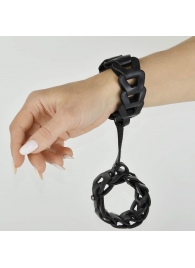 Черные кожаные наручники  Клеопатра - Sitabella - купить с доставкой в Екатеринбурге