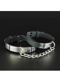 Черные силиконовые наручники с серебристой цепочкой - Sitabella - купить с доставкой в Екатеринбурге