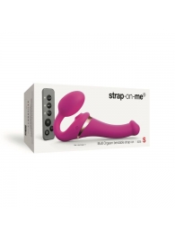 Ярко-розовый безремневой страпон Multi Orgasm Size S с клиторальной стимуляцией - Strap-on-me - купить с доставкой в Екатеринбурге