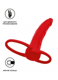 Красная насадка на пенис для двойного проникновения Black Red - 16,5 см. - ToyFa - купить с доставкой #SOTBIT_REGIONS_UF_V_REGION_NAME#