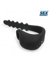 Черное эрекционное кольцо с электростимуляцией Sex Expert - Sex Expert - купить с доставкой в Екатеринбурге