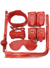 Большой БДСМ-набор из 7 предметов в красном цвете - Eroticon - купить с доставкой в Екатеринбурге