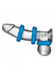 Комплект из трех голубых эрекционных колец 3-Pack Ribbed Rider Cock Ring Set - BlueLine - в Екатеринбурге купить с доставкой