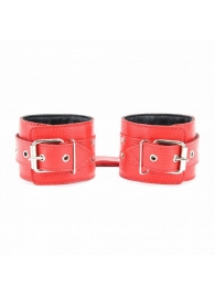 Красные кожаные наручники с клепками - БДСМ Арсенал - купить с доставкой в Екатеринбурге