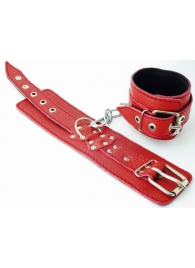 Красные кожаные наручники - БДСМ Арсенал - купить с доставкой в Екатеринбурге