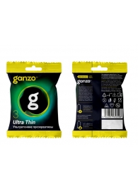 Ультратонкие презервативы Ganzo Ultra thin в мягкой упаковке - 3 шт. - Ganzo - купить с доставкой в Екатеринбурге
