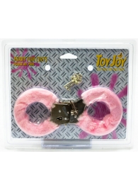 Розовые меховые наручники с ключами - Toy Joy - купить с доставкой в Екатеринбурге