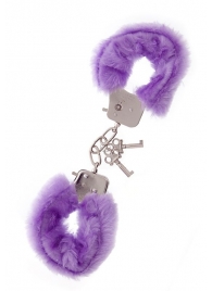 Фиолетовые меховые наручники METAL HANDCUFF WITH PLUSH LAVENDER - Dream Toys - купить с доставкой в Екатеринбурге