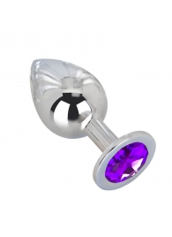 Большой плаг из стали с фиолетовым кристаллом Violet Dream - 9,5 см. - Erotic Fantasy - купить с доставкой в Екатеринбурге