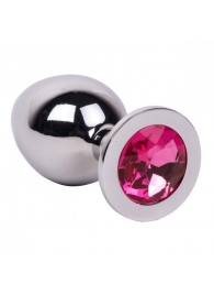 Большой стальной плаг с розовым кристаллом Pink Bubble Gum - 9,5 см. - Erotic Fantasy - купить с доставкой в Екатеринбурге