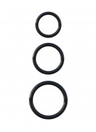 Набор из трех черных эрекционных колец Silicone 3-Ring Stamina Set - Pipedream - в Екатеринбурге купить с доставкой