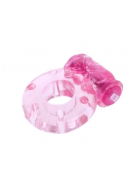 Розовое эрекционное кольцо с бабочкой на вибропуле - Baile - в Екатеринбурге купить с доставкой