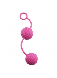 Розовые вагинальные шарики с ребристым рельефом - Dream Toys