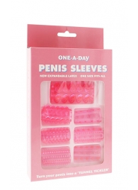 Набор из 7 розовых насадок на пенис ONE-A-DAY PENIS SLEEVES PINK - Seven Creations - в Екатеринбурге купить с доставкой