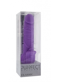 Фиолетовый вибратор с лепестками в основании PURRFECT SILICONE CLASSIC 7INCH PURPLE - 18 см. - Dream Toys