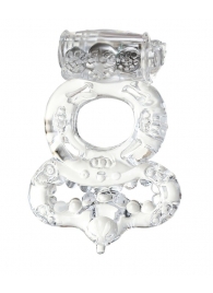 Прозрачное эрекционное кольцо с вибратором  и подхватом - Toyfa Basic - в Екатеринбурге купить с доставкой