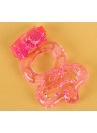 Розовое эрекционное кольцо с вибратором и подхватом - Toyfa Basic - в Екатеринбурге купить с доставкой