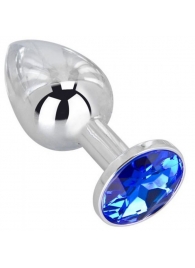 Анальное украшение BUTT PLUG  Small с синим кристаллом - 7 см. - Anal Jewelry Plug - купить с доставкой в Екатеринбурге