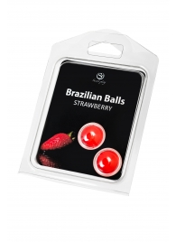 Набор из 2 шариков с массажным маслом Brazilian Balls с ароматом клубники - Secret Play - купить с доставкой в Екатеринбурге