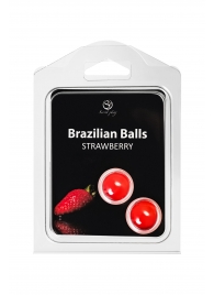 Набор из 2 шариков с массажным маслом Brazilian Balls с ароматом клубники - Secret Play - купить с доставкой в Екатеринбурге