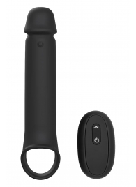 Черная насадка-удлинитель с вибрацией Vibrating Extender With Remote - Dream Toys - в Екатеринбурге купить с доставкой