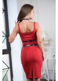 Черно-серебристая портупея-юбка plus size с цепочками - БДСМ Арсенал - купить с доставкой в Екатеринбурге