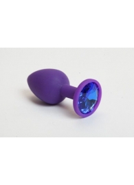 Фиолетовая силиконовая пробка с синим стразом - 7,1 см. - 4sexdreaM - купить с доставкой в Екатеринбурге