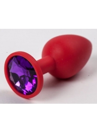Красная силиконовая пробка с фиолетовым кристаллом - 7,1 см. - 4sexdreaM - купить с доставкой в Екатеринбурге