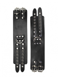 Широкие черные кожаные наручники без подкладки - Подиум - купить с доставкой в Екатеринбурге
